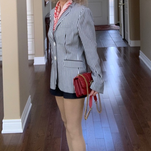 NEW PIAZZA SEMPIONE BLACK & WHITE STRIPED JACKET/BLAZER - SIZE 4 - MADE IN ITALY - Picture 8 of 9